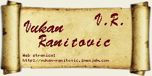 Vukan Ranitović vizit kartica